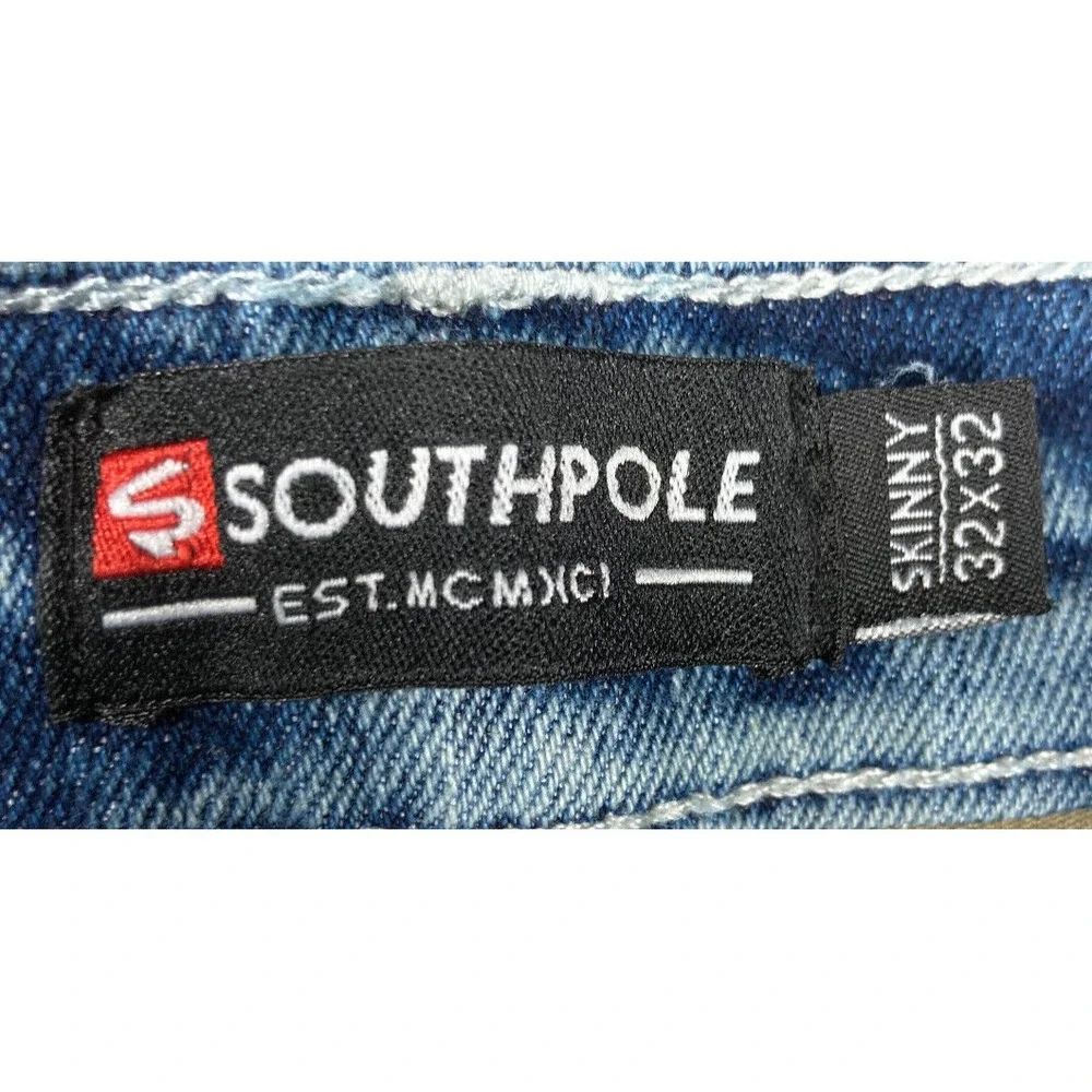 Southpole Jeans Men's 32x32 Blue Moto Camo Faded Skater Rocker Grunge Streetwear